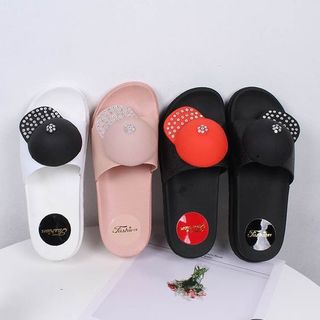 Dép nhựa nữ đẹp đế xuồng quai ngang gắn mũ xinh xắn DNU06