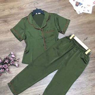 Đồ bộ Pijama Lụa Satin - quần dài viền màu -giá sỉ giá bán buôn