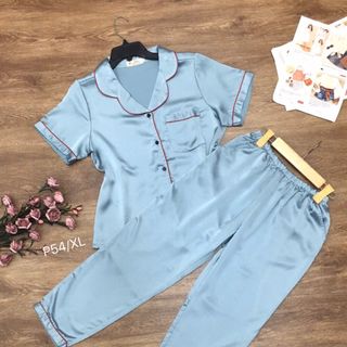 Đồ bộ Pijama Lụa Satin - quần dài viền màu -giá sỉ giá bán buôn