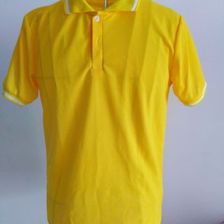 áo thun cá sấu pe màu vàng sọc trắng