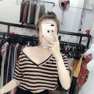 Áo thun giấy croptop sọc giá sỉ​ giá bán buôn giá sỉ