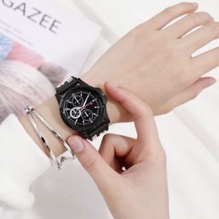 Đồng hồ nam nữ Mstianq dây cao su cao cấp 6 kim kiểu dáng thể thao