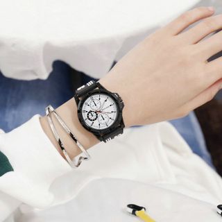 Đồng hồ nam nữ Mstianq dây cao su cao cấp 6 kim kiểu dáng thể thao