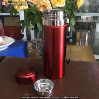 Bình giữ nhiệt vỏ tre vỏ trúc 450ml nhận in khắc logo theo yêu cầu