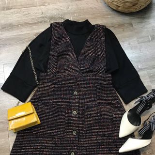 Set váy yếm Áo thun đen
