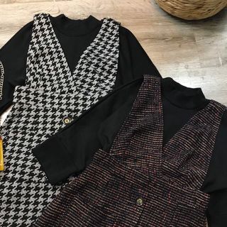Set váy yếm Áo thun đen
