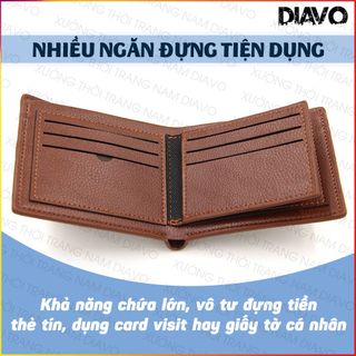 Ví nam DA XỊN có LÓT DA MỀM trơn họa tiết 2 sọc chéo nhiều màu- DIAVO