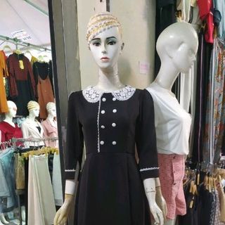váy thu đông cổ ren