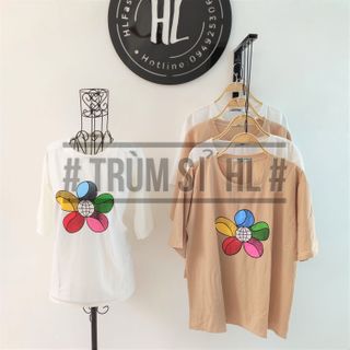 Áo thun tay lỡ Hoa Mặt Trời 5 cánh sắc màu