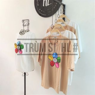 Áo thun tay lỡ Hoa Mặt Trời 5 cánh sắc màu
