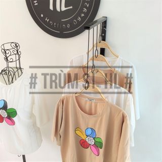 Áo thun tay lỡ Hoa Mặt Trời 5 cánh sắc màu