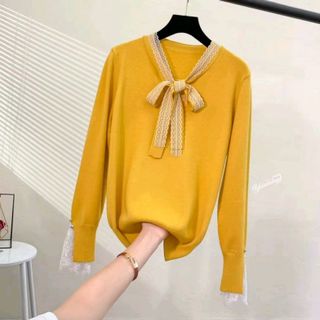 áo len cổ nơ