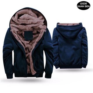 Áo khoác nỉ lông xanh đen