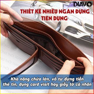 Ví nam DIAVO họa tiết đường kẻ trên màu nâu nhạt