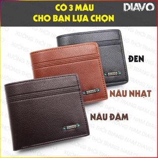 Ví nam DIAVO họa tiết đường kẻ trên màu nâu nhạt