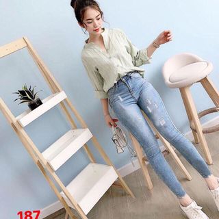 Quần jean nữ xước 01
