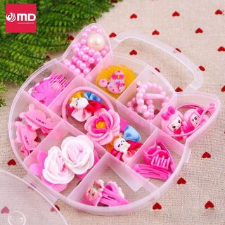HỘP CỘT TÓC KITTY Có vòng ngọc và kẹp cho bé gái