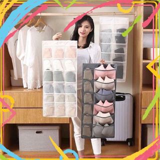 Túi đựng đồ lót 30 ô 2 mặt có móc xoay 360 độ