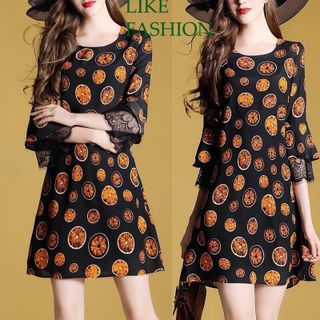 ĐẦM HỌA TIẾT HÌNH CAM ĐỘC ĐÁO DH009