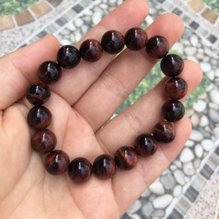 Vòng tay đá phong thuỷ mắt hổ nâu đỏ size 10ly