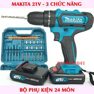 MÁY KHOAN MAKITA 21V CÓ BÚA CÓ PHỤ KIỆN 24 CHI TIẾT giá sỉ