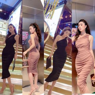 Đầm Body Nude Thiết Kế Dún Lệch Vai