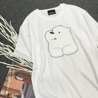 Áo thun unisex phông rộng gấu trắng