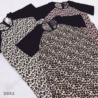 Đầm suông lụa họa tiết da beo 2841