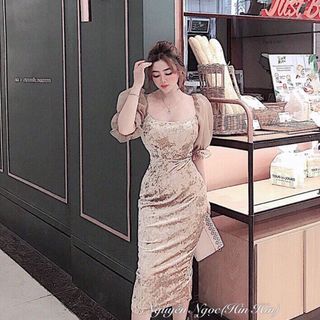 Đầm body phối tay lưới