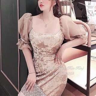Đầm body phối tay lưới