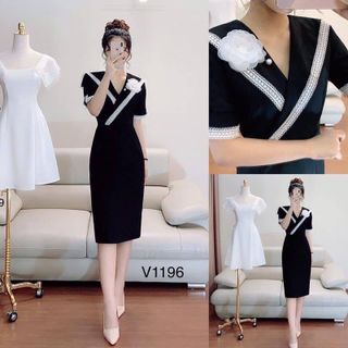 V1196 đầm body viền ren cài hoa ngực giá sỉ​ giá bán buôn giá sỉ