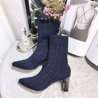 Giày Boot dệt kim co giãn tốt ôm chân