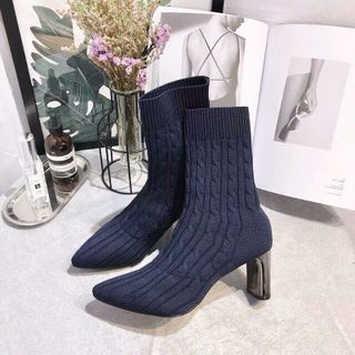 Giày Boot dệt kim co giãn tốt ôm chân