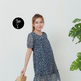 Đầm bầu voan hoa 2836