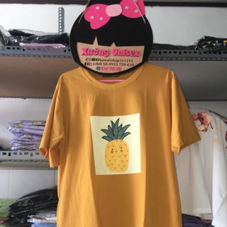 Áo thun in trái thơm tay lỡ form rộng che quần