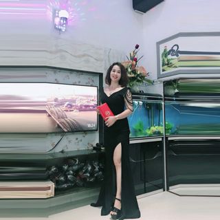 Đầm Dạ Hội Cổ V Tay Dây Pha Lê Cao Cấp