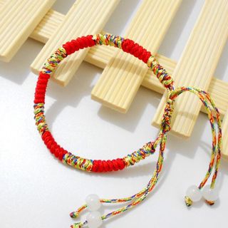 Vòng tay dây ngũ sắc Tây Tạng phong thủy màu đỏ