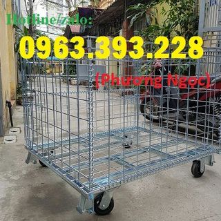 Lồng sắt trữ hàng xe đẩy lồng thép lồng thép có bánh xe
