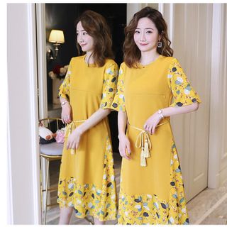 Đầm bầu phối voan mặc trước và sau sinh có chỗ cho bé ti