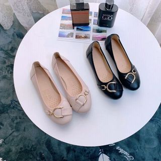 Giày búp bê da đính nơ khóa cực xinh