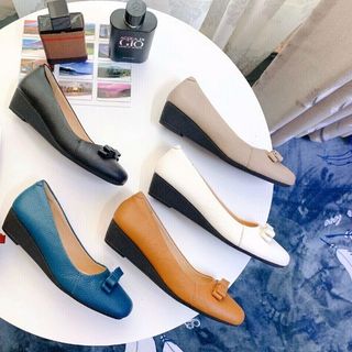 Giày búp bê da đính nơ khóa cực xinh