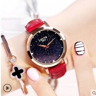 Đồng hồ nữ dây da LSVTR mặt thạch anh sang trọng cá tính