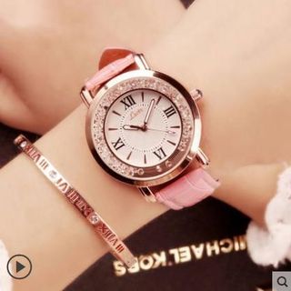 Đồng hồ nữ dây da cao cấp LSVTR đính đá sang trọng