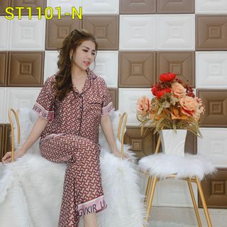 Đồ bộ pijama lụa satin quần dài tay ngắn