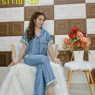 Đồ bộ pijama lụa satin quần dài tay ngắn