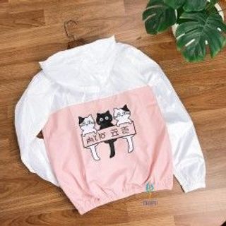 Áo khoác dù nữ 3 con mèo
