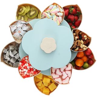 Hộp Mứt Tết Hình Hoa Mai Xoay Hai Tầng