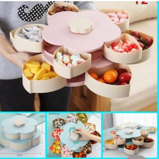 Hộp Mứt Tết Hình Hoa Mai Xoay Hai Tầng