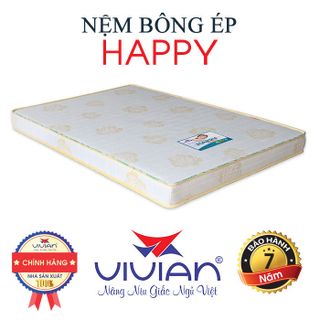 Nệm bông ép có chần vải cotton Vivian Happy thẳng 1m6x2mx10cm