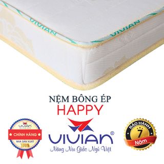 Nệm bông ép có chần vải cotton Vivian Happy thẳng 1m6x2mx10cm